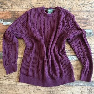 Vintage Men’s 100% Cotton Eddie Bauer Purple Fisherman Crew Neck Sweater